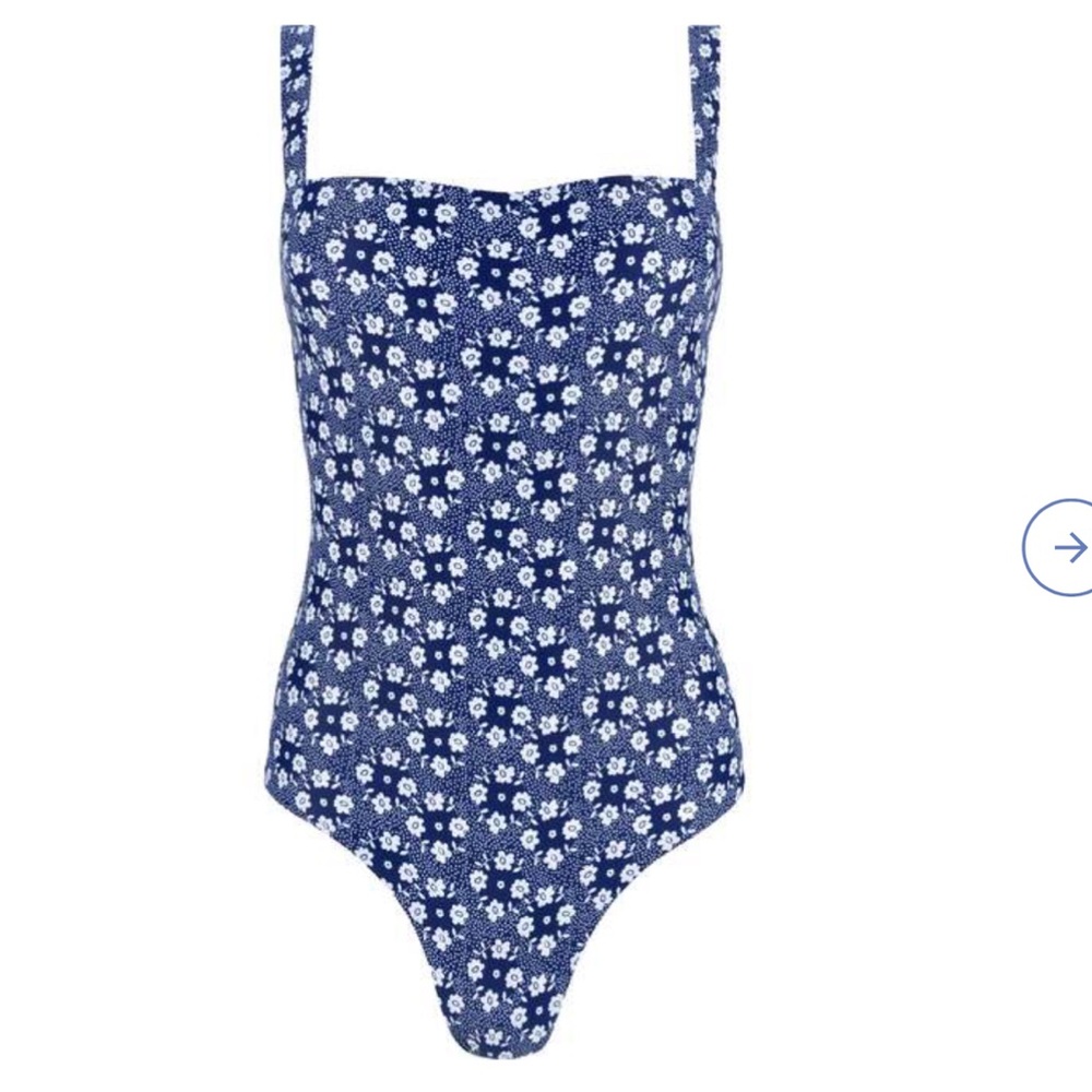 NWT Minnow x Anthropologie Ditch Plains Daisy One Piece Swimsuit Blue Floral